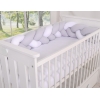 Tour de Lit Tressé Pare Chocs Blanc Gris