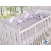 Tour de Lit Tressé Pare Chocs Blanc Gris