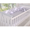 Tour de Lit Tressé Pare Chocs Blanc Gris