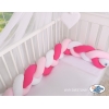 Tour de Lit Tressé Pare Chocs Rose Rose Blanc
