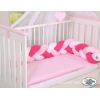 Tour de Lit Tressé Pare Chocs Rose Rose Blanc