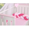 Tour de Lit Tressé Pare Chocs Rose Rose Blanc