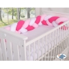 Tour de Lit Tressé Pare Chocs Rose Rose Blanc