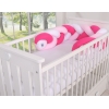 Tour de Lit Tressé Pare Chocs Rose Rose Blanc