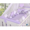 Tour de Lit Tressé pour Bébé 3,6m Blanc Gris Lila