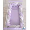Tour de Lit Tressé pour Bébé 3,6m Blanc Gris Lila