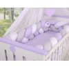 Tour de Lit Tressé pour Bébé 3,6m Blanc Gris Lila