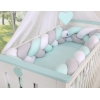 Tour de Lit Tressé pour Bébé 3,6m Menthe Blanc Gris