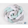 Tour de Lit Tressé pour Bébé 3,6m Menthe Blanc Gris