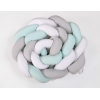 Tour de Lit Tressé pour Bébé 3,6m Menthe Blanc Gris