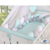 Tour de Lit Tressé pour Bébé 3,6m Menthe Blanc Gris