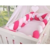 Tour de Lit Tressé pour Bébé 3,6m Rose Blanc