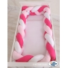 Tour de Lit Tressé pour Bébé 3,6m Rose Blanc
