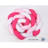 Tour de Lit Tressé pour Bébé 3,6m Rose Blanc