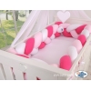 Tour de Lit Tressé pour Bébé 3,6m Rose Blanc
