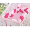 Tour de Lit Tressé pour Bébé 3,6m Rose Blanc