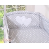 Tour de Lit Universel pour Lit Bébé a Barreaux Gris à Pois Cœurs