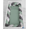 Tressé Tour de Lit Extra épais à Long Gris Vert Pastel Anthracite