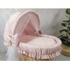 Habillage berceau en osier bébé rose poudré