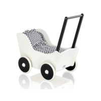 Landau en bois pour poupée Blanc et Noir