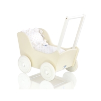 Landau en bois pour poupée Crème