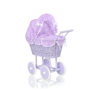 Landau de poupée en osier Mauve