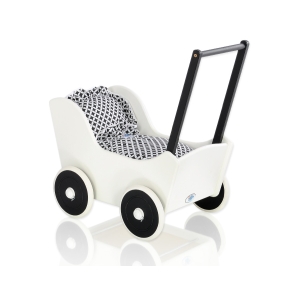 Landau en bois pour poupée Blanc et Noir