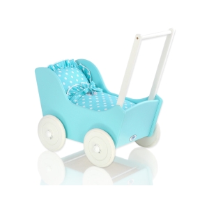 Poussette de poupée en Bois turquoise