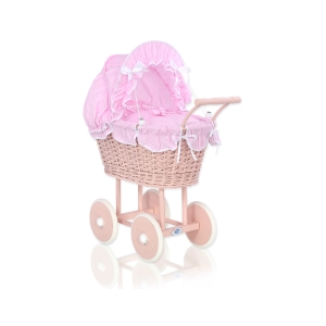 Landau de poupée en osier Rose Poudré
