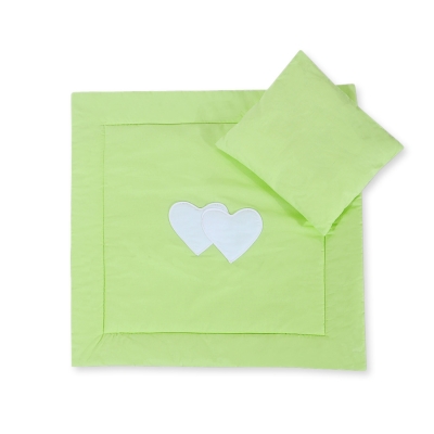 2 Pièces Coussin et Couverture pour Landau Bébé Vert Cœurs