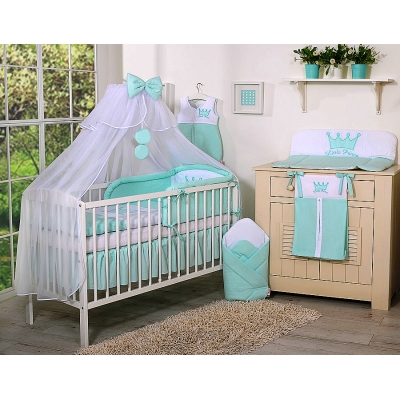 7pcs Ensemble Lit Bébé Ciel Tour de Lit Menthe Prince / Princess