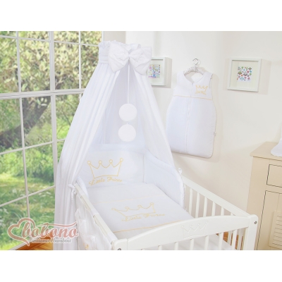Baldaquin en Tissu pour Lit de Bébé Blanc Prince / Princess