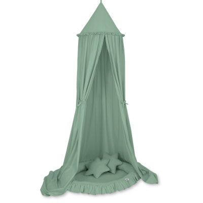 Baldaquin Suspendu + Nid à Volants + Oreillers Blanc Vert