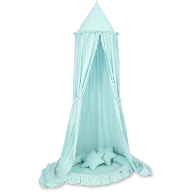 Baldaquin Suspendu + Nid à Volants + Oreillers Menthe