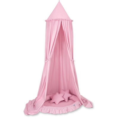Baldaquin Suspendu + Nid à Volants + Oreillers Rose pour Fille