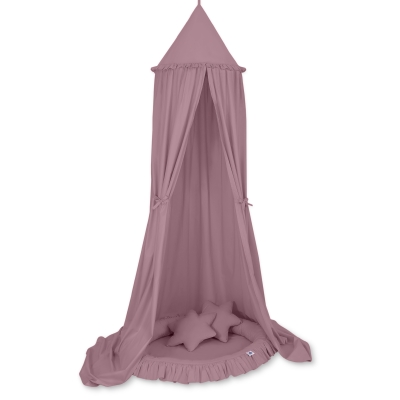 Baldaquin Suspendu + Nid à Volants + Oreillers Violet Pastel