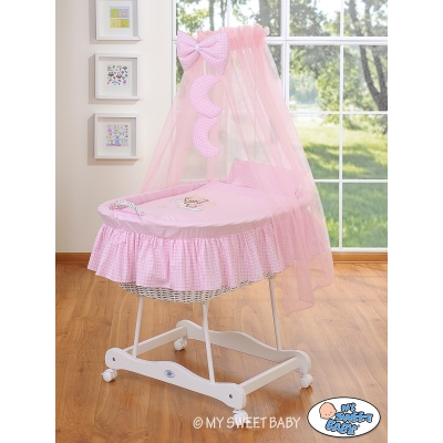 Berceau à Ciel de Lit avec Textile Retombant Rose Nuit