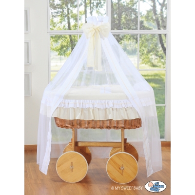 Berceau Bébé en Osier à Ciel avec Textile Crème Bellamy