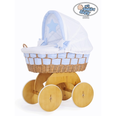 Berceau Bébé Osier Complet Textile avec Canopy Isabella