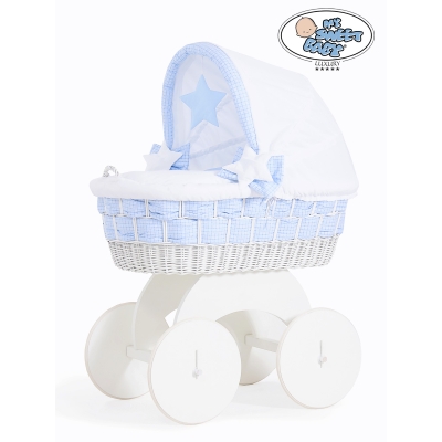 Berceau Bébé Osier Complet Textile avec Canopy Isabella