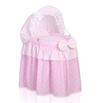 Berceau de Poupée Princesse Rose avec Canopy Rose à Pois