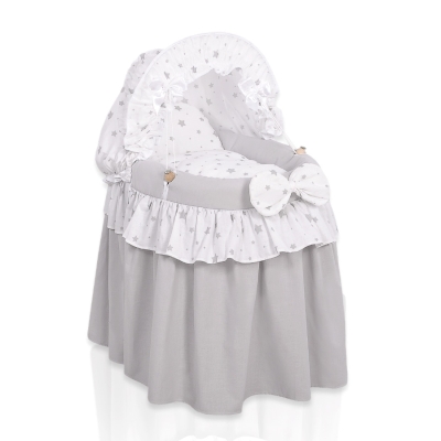 Berceau pour Poupées en Osier avec Capote Gris étoile
