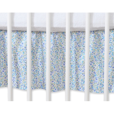 Cache-sommier Décoratif pour Berceau 120x60 cm - Hanging Hearts Bleu Fleurs Cœurs