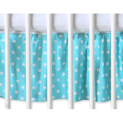 Cache-sommier Décoratif pour Berceau 120x60 cm - Hanging Hearts Turquoise à Pois Cœurs