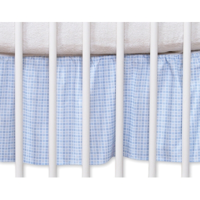 Cache-sommier Décoratif pour  Lit Bébé 70x140 cm Bleu à Carreaux Cœurs