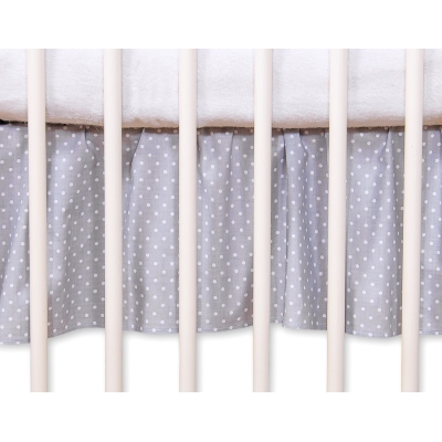 Cache-sommier Décoratif pour  Lit Bébé 70x140 cm Gris à Pois Cœurs