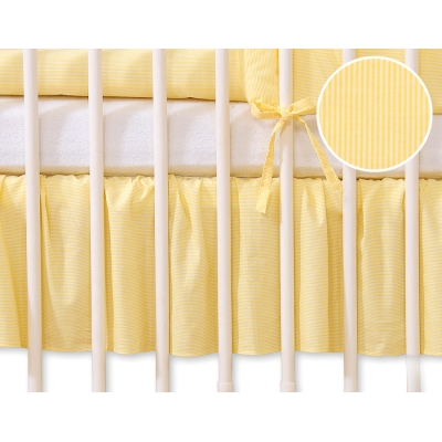 Cache-sommier Décoratif pour  Lit Bébé 70x140 cm Jaune Rayures Cœurs