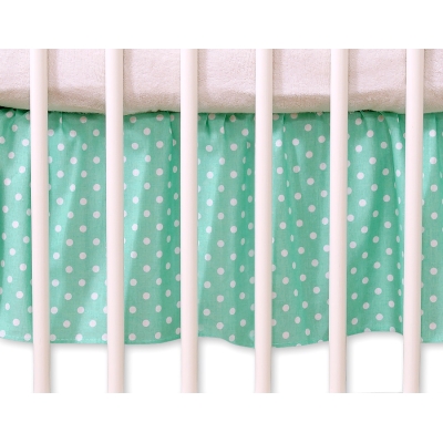 Cache-sommier Décoratif pour  Lit Bébé 70x140 cm Menthe à Pois Cœurs