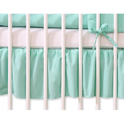 Cache-sommier Décoratif pour  Lit Bébé 70x140 cm Menthe à Pois Cœurs
