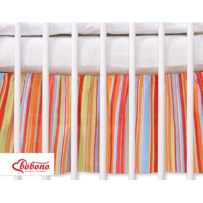 Cache-sommier Décoratif pour  Lit Bébé 70x140 cm Orange Rayures Cœurs